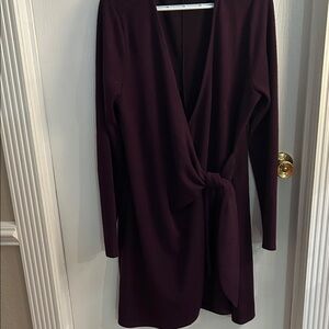 Socialite Wrap Midi Dress in Plum